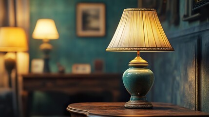 Elegant Teal Table Lamp in Vintage Interior