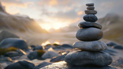 stack of stones on beach