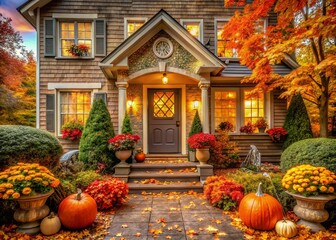 Obraz premium Free Thanksgiving Cards: Architectural Photography Designs, Autumn Harvest, Festive Home Decor, Printable Thanksgiving Greetings