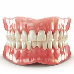 Obraz premium Healthy teeth are showing in a perfect smile with gums, representing good oral hygiene