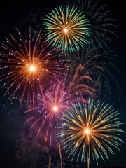 Beautiful fireworks explode in the air on the big day.