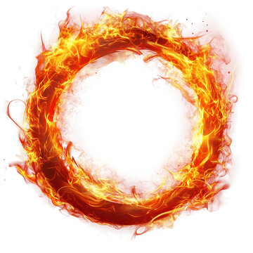 Fire flame blaze circle ring isolated on white background