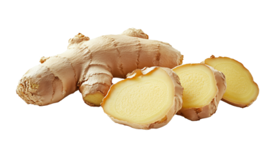 Fresh ginger root isolated on white background clipping path