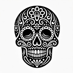 Fototapeta premium Human skull and crossbones decorative on white background 