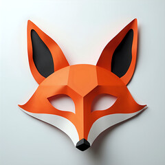 Geometric Paper Fox Mask In Orange And Black With Modern Design