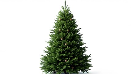 Simple Elegance: Lush Green Christmas Tree on a White Background
