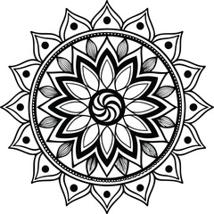 PrintHand Drawn Floral Gold Colored Mandala. Modern and Minimalist Mandala with Bright Colors. Geometric Circle Design Element for Invitation and Greeting Cards.