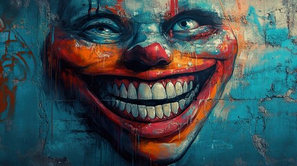 Creepy Clown Face Graffiti: A Dark and Disturbing Street Art Mural