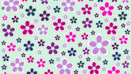 Seamless Floral Pattern with Delicate Flowers and Green Leaves, available in various styles