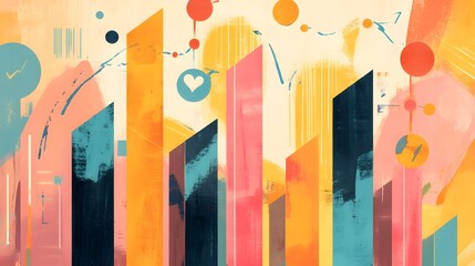 A painting of a sun and plants with a yellow background. The sun is in the center of the painting and the plants are scattered around it. The painting has a peaceful and calming mood, with the sun