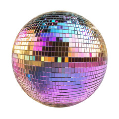 Colorful party disco ball isolated on transparent background