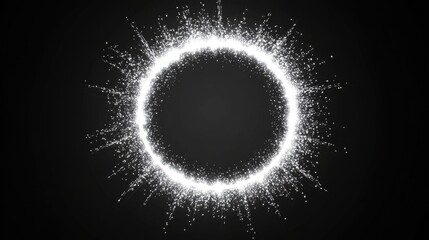Fototapeta premium Radiant Neon Circle. Illuminated Circular Glow with Dynamic Light Rays on Dark Background