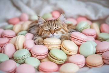 Obraz premium Kitten and Macarons