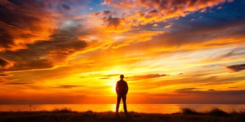 Fototapeta premium Golden Ratio Silhouette Photography: Stunning Sunset Silhouette, Perfect Composition, Dramatic Lighting, Nature Photography
