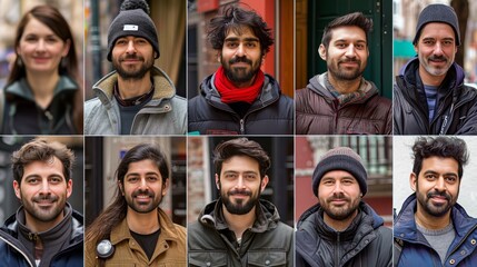 Virtual conference call featuring online meeting grid view of participants on webcam faces