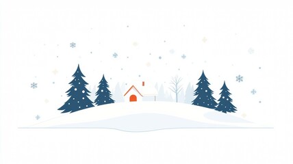 Obraz premium Cozy Winter Landscape: Snowy Cabin Amidst Pine Trees.