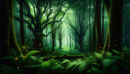 An image of a beautiful magic forest landscape