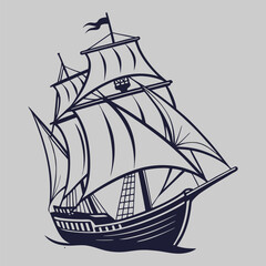 ship silhouette vector design art and illustration 
