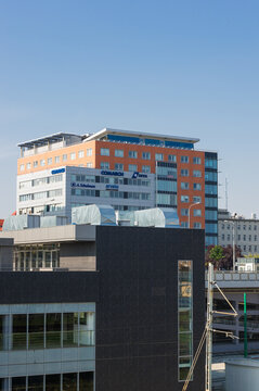 View of the Globis office building on the Roosevelta street, Pozna, Poland