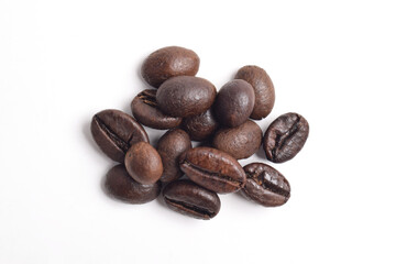 Obraz premium Top view of Coffee beans Coffee beans isolated on white background