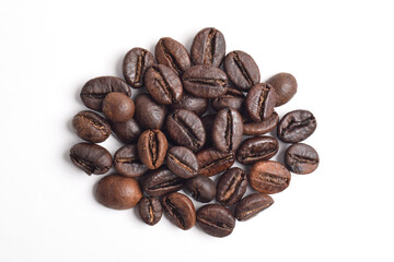Top view of Coffee beans Coffee beans isolated on white background