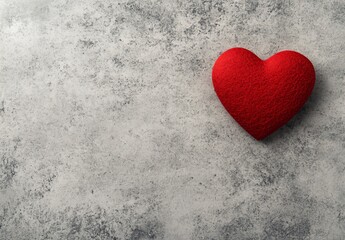Obraz premium Red Felt Heart on Grey Textured Background Valentines Day