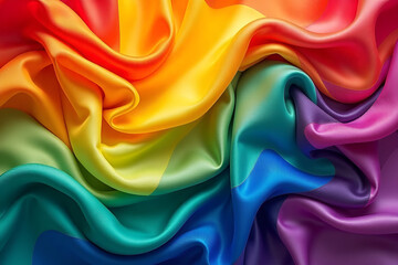 Obraz premium a rainbow colored silk background with a wavy pattern, beautiful spectrum of vibrancy, rainbow colours, rainbow background, LGBT theme