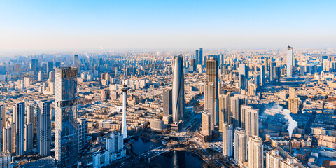 Aerial View of City Skyline in Shenyang, Liaoning Province, China
