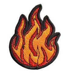 fire embroidered patch badge cut out png on transparent background