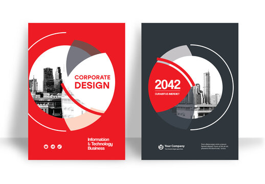 Business Report Cover Template &ndash; Red and Black graphic elements Geometric Layout (A4)