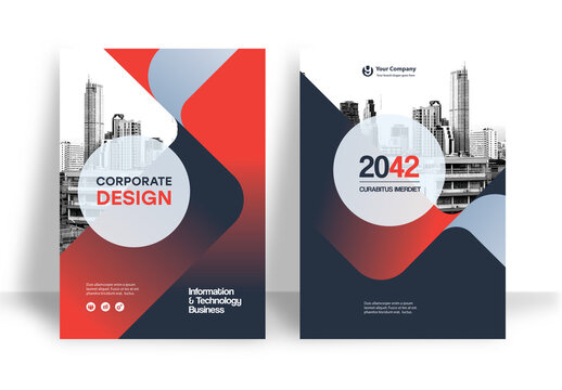 Business Report Cover Template &ndash; Red and Black graphic elements Geometric Layout (A4)