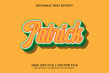 3D vector editable text effect for St. Patrick Day event with yellow and green color