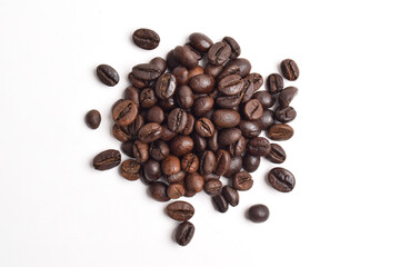 Top view of Coffee beans Coffee beans isolated on white background
