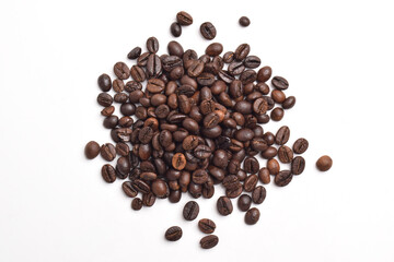 Top view of Coffee beans Coffee beans isolated on white background