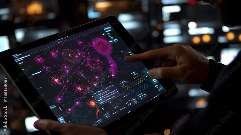 Poster harnessing business intelligence: data flow visualized on tablet devices