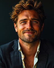 Obraz premium Confident businessman with a suit and a smile in a studio background, He looking at the camera