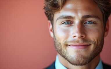 Fototapeta premium Confident businessman with a suit and a smile in a studio background, He looking at the camera
