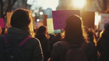 Protesters holding signs against sexism