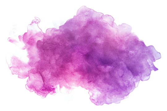 A watercolor in shades of purple and pink, isolated on a transparent background, perfect for artistic, creative, or design-themed visuals.