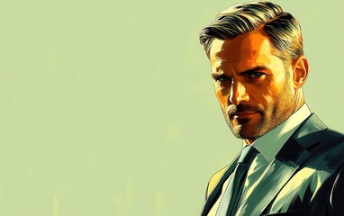 Confident businessman with a suit and a smile in a studio background, He looking at the camera