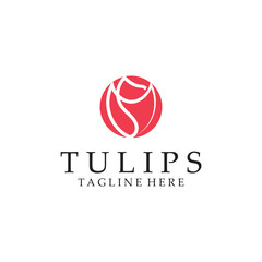 tulips logo vector film icon illustration template design