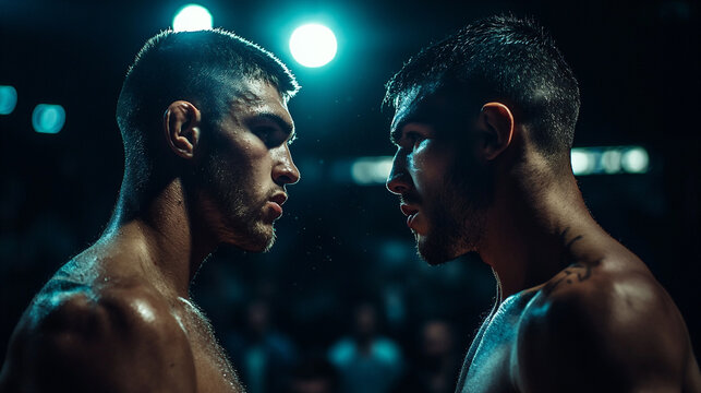 緊張感あふれる格闘家のフェイスオフ