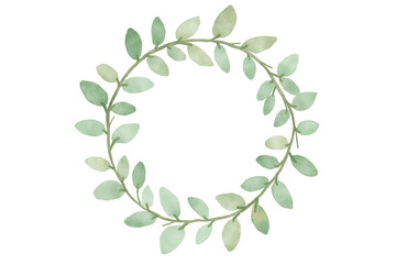 Watercolor Greenery Wreath Frame Elegant Circular
