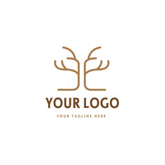 Antler Vector logo or a bare tree icon wilderness modern looking abstract logotype