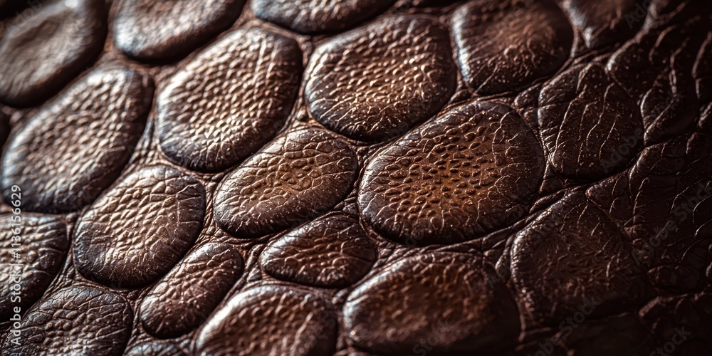 Poster close up of a brown leather surface with a pattern of small circles