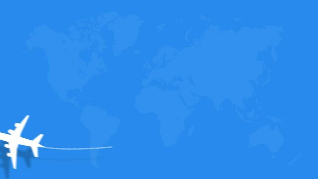 The plane hovered on the dotted line and passed away, plan icon animation