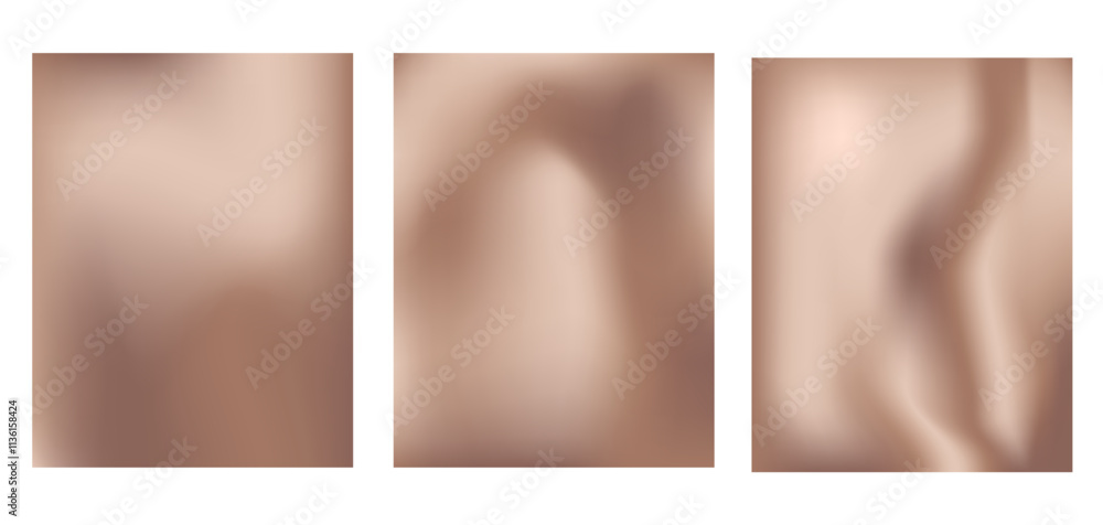 Poster brown gradient backgrounds set. abstract mocha mousse vertical gradation textured templates. monochr