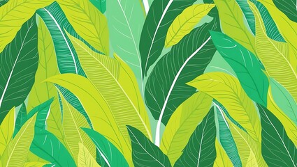 Fototapeta premium Lush Green Tropical Leaves Abstract Artwork
