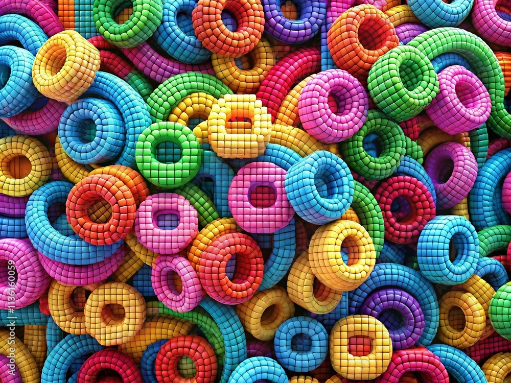 Poster high-resolution animated pixel polly background with colorful loops for stunning architectural photo