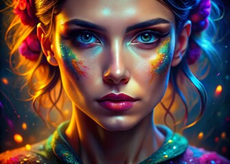 Naklejka premium High Resolution 3D Wallpaper: Stunning Portrait Photography, Realistic Depth, Cinematic Lighting